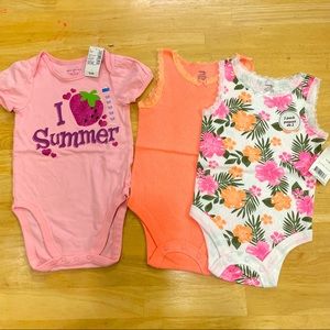 New 12-18m baby girls summer bodysuits. Shirt and tank tops. BNWT.